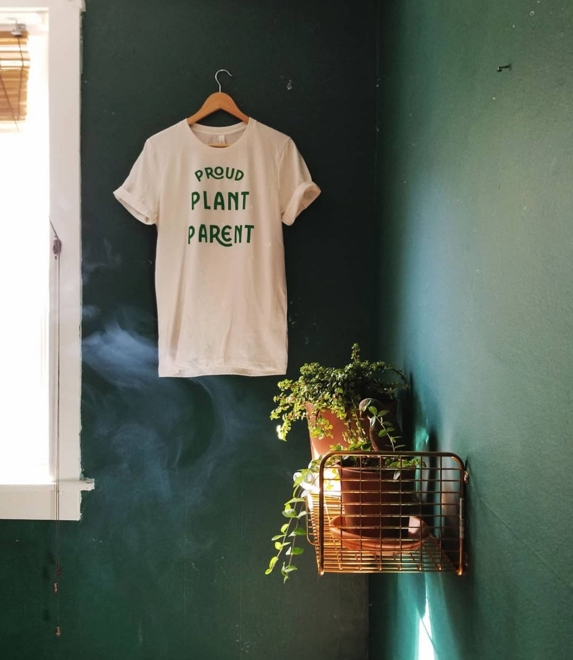 “Proud Plant Parent” White Tee | Green Lettering | Unisex Soft Cotton Plant Mom/Dad Shirt | Botanical Lover Gift
