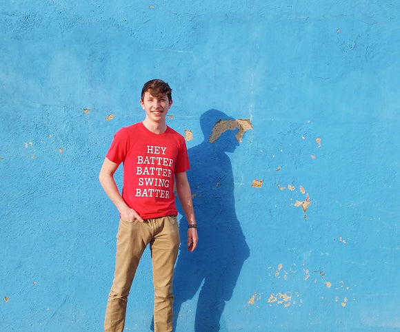 Hey Batter Batter Swing Batter — Adult Baseball Game Day Tee