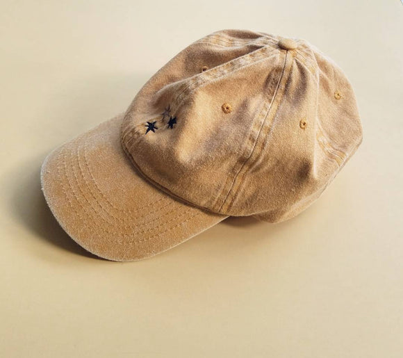 Magic Stars Hand-Embroidered Hat – Denim, Blue, Green, Yellow, Red, Tan & Oat