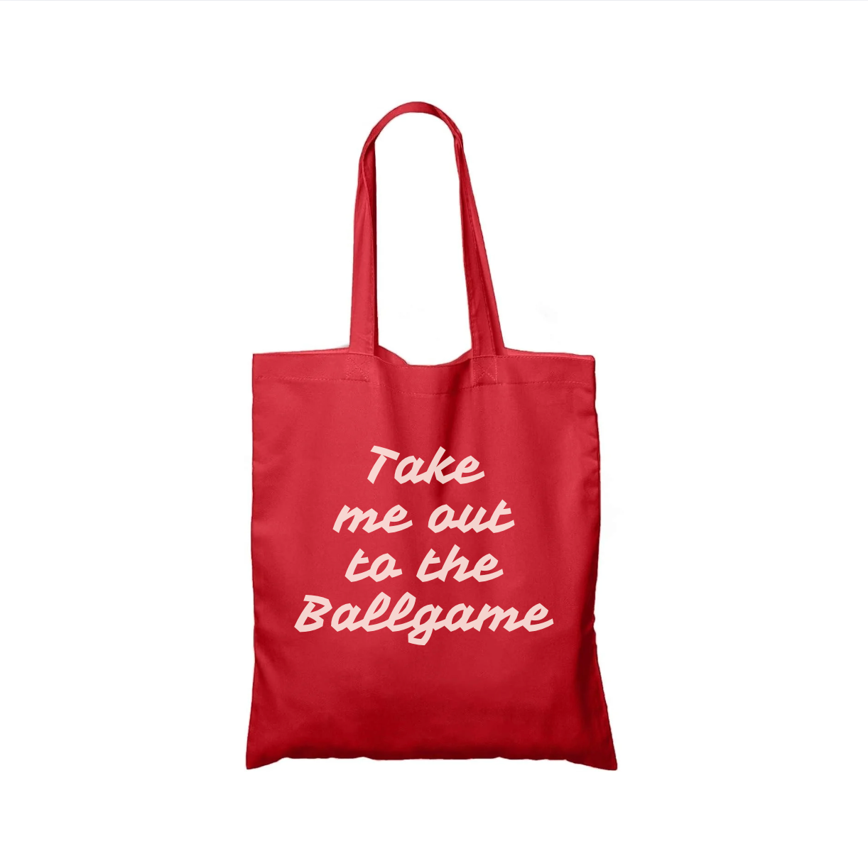 Red Canvas Tote Bag – "Take Me Out to the Ballgame" | Baseball Tote | Game Day Bag | Sporty & Fun Gift | Reusable Stadium Tote