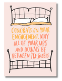 Funny Engagement Card – “May All Your Ups and Downs Be Between the Sheets” | 5x7 Adult Humor Card