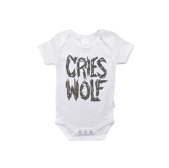 “Cries Wolf” Baby Onesie – Funny Infant Bodysuit