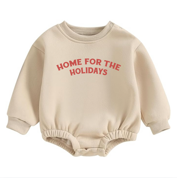 “Home for the Holidays” Bubble Romper – Cozy Holiday Baby Outfit (Two Styles!)