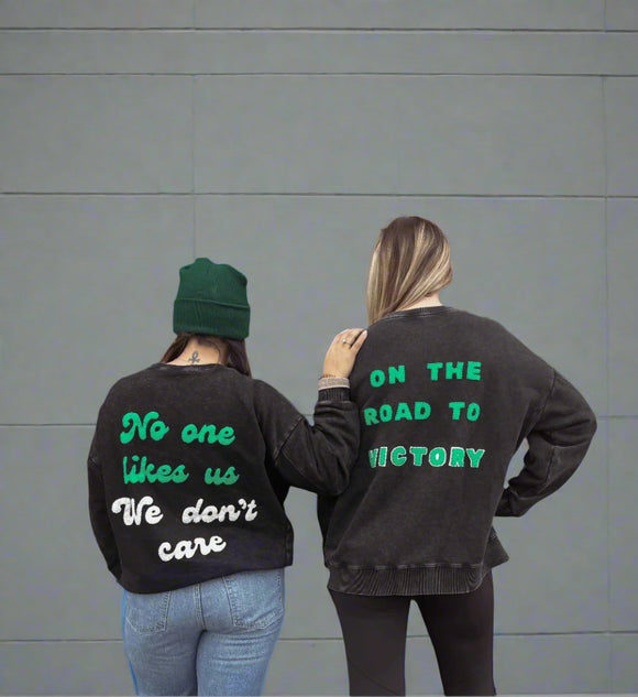 Handmade Felt Appliqué Eagles Crewneck – Custom Back Sayings | Cozy Pocket Sweatshirt